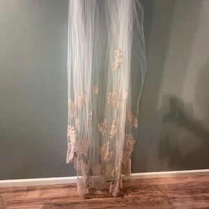 Oleg Cassini Rose gold cathedral Lace Veil